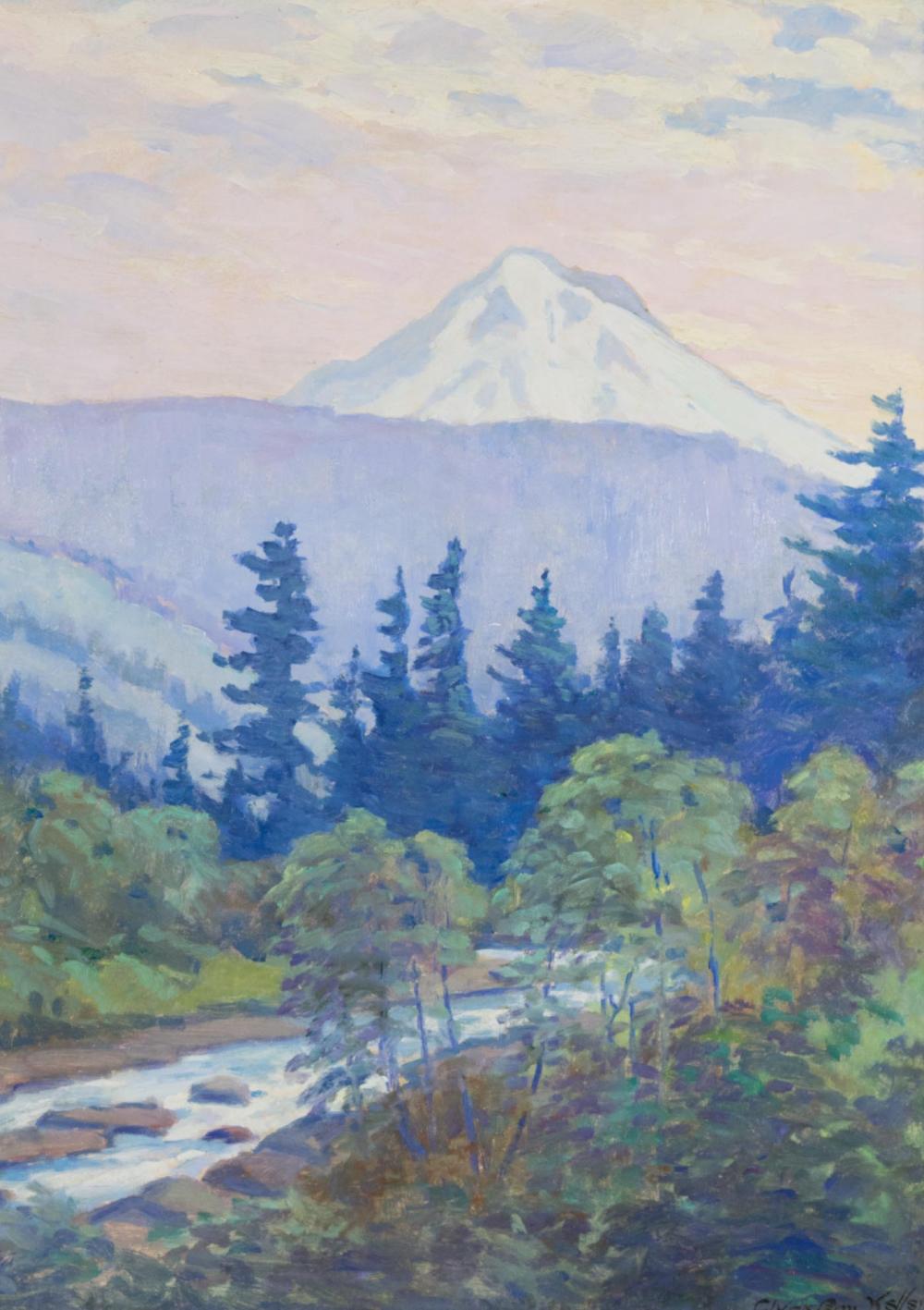 Appraisal: CLYDE LEON KELLER Oregon - oil on board Mt Hood