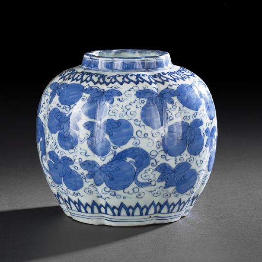 Appraisal: Chinese Blue and White Porcelain Melon Jar th century of