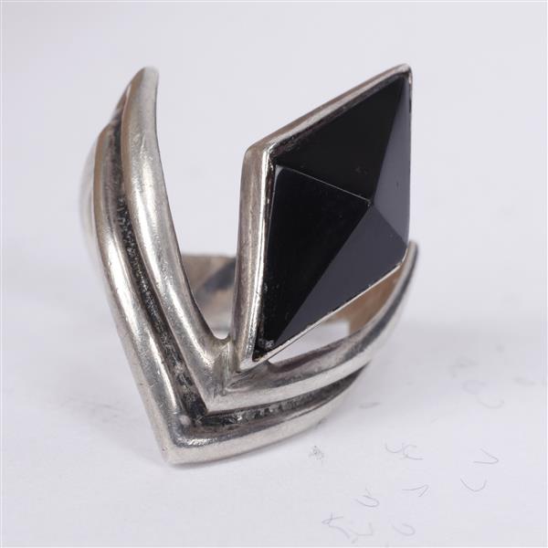 Appraisal: Antonio Pineda Taxco Mexico Modernist Sterling Silver Onyx Ring Ring