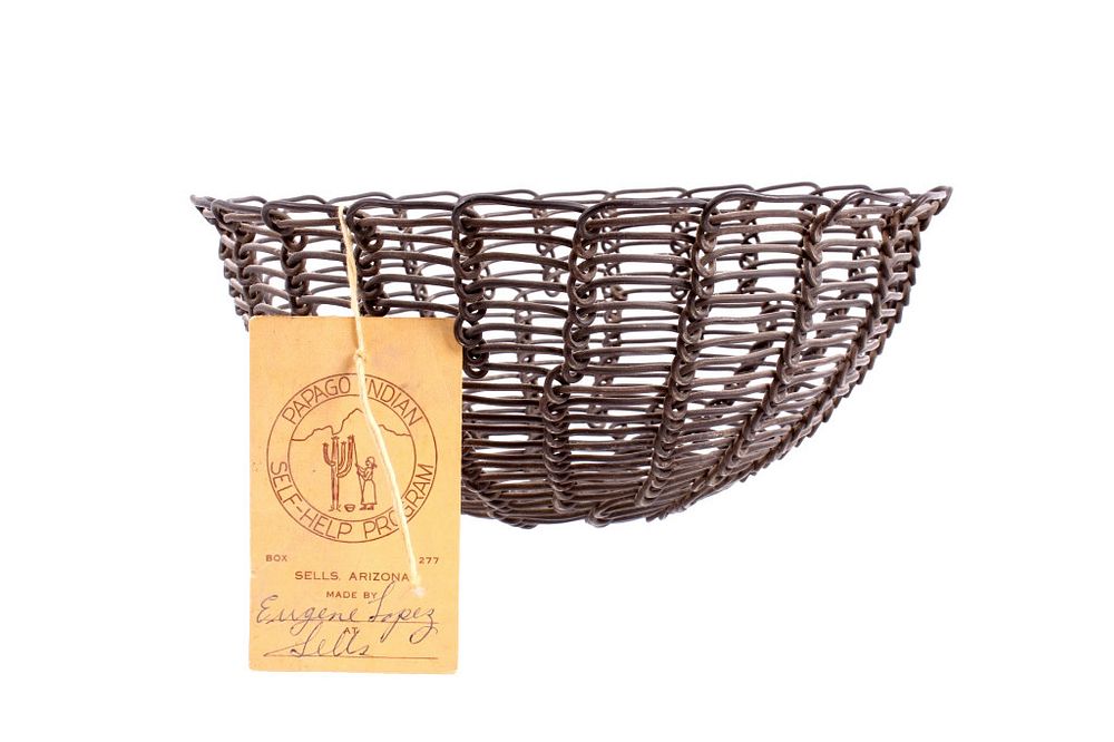 Appraisal: Papago Indian Wire Basket by Eugene Lopez Included in this