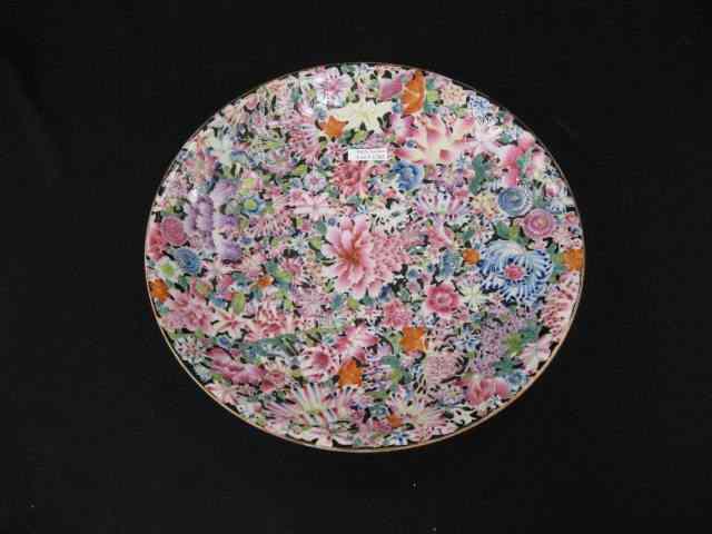 Appraisal: Chinese Famille Rose Porcelain Charger elaborate overall floral '' excellent