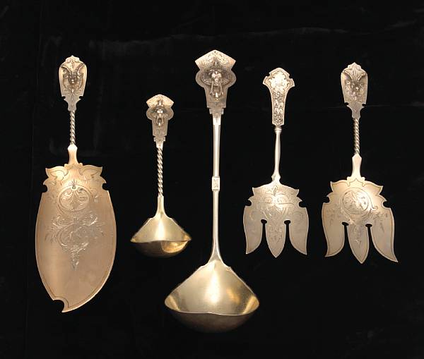 Appraisal: A group of silver flatware th century Comprising unmarked set