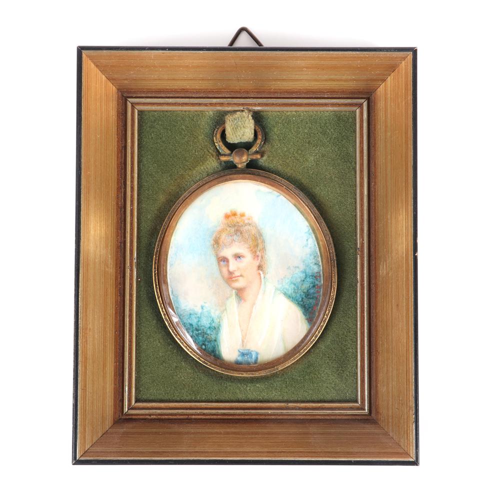 Appraisal: AMERICAN TH CENTURY IMPRESSIONIST MINIATURE PORTRAIT OF A YOUNG WOMAN