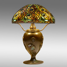 Appraisal: Tiffany Studios RARE PEACOCK TABLE LAMP WITH TURTLEBACK BASE USA