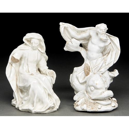 Appraisal: Two Bow white glazed figures of a seated nun and