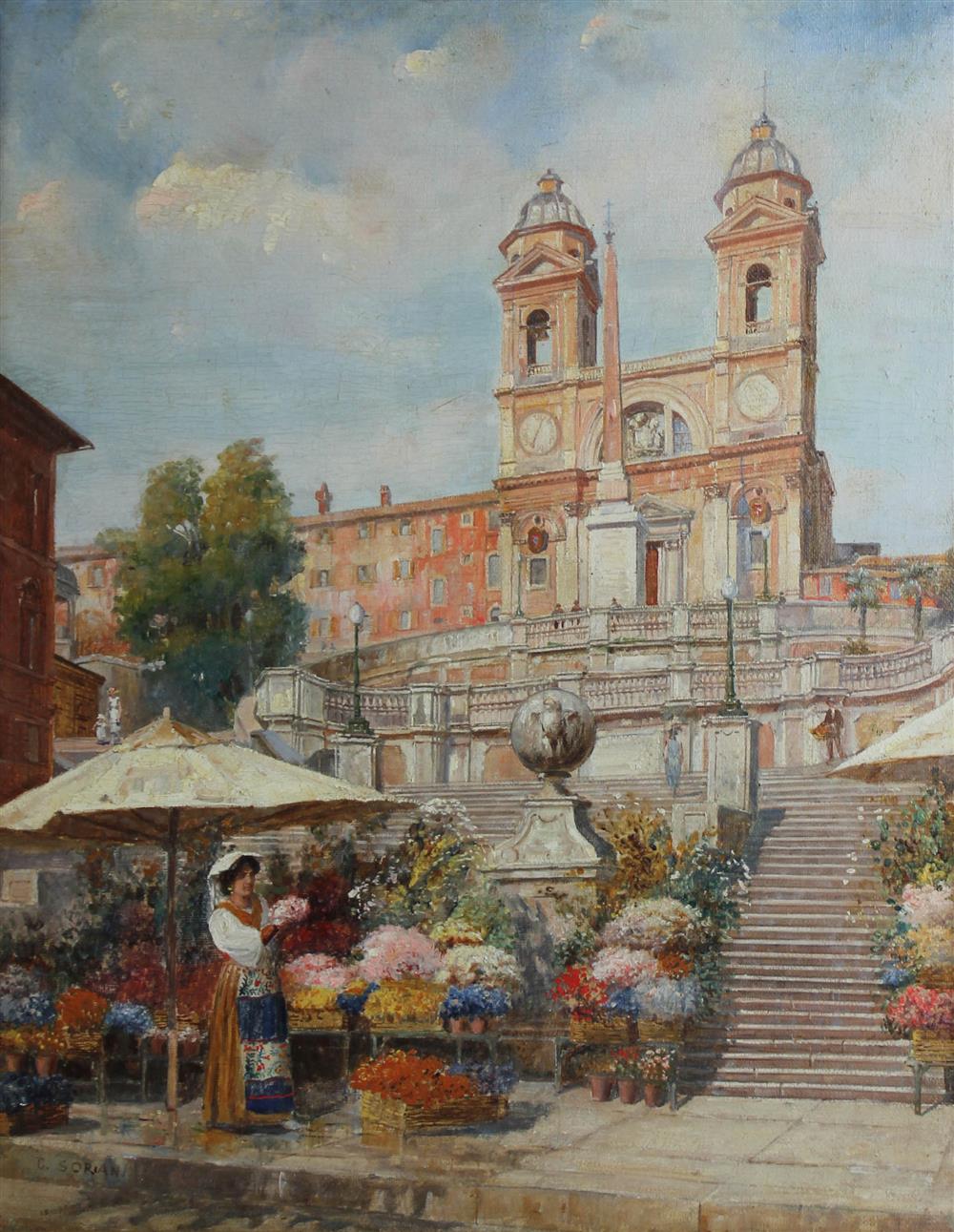 Appraisal: C SORIANI ITALIAN TH CENTURY FLOWER VENDOR AT THE SPANISH