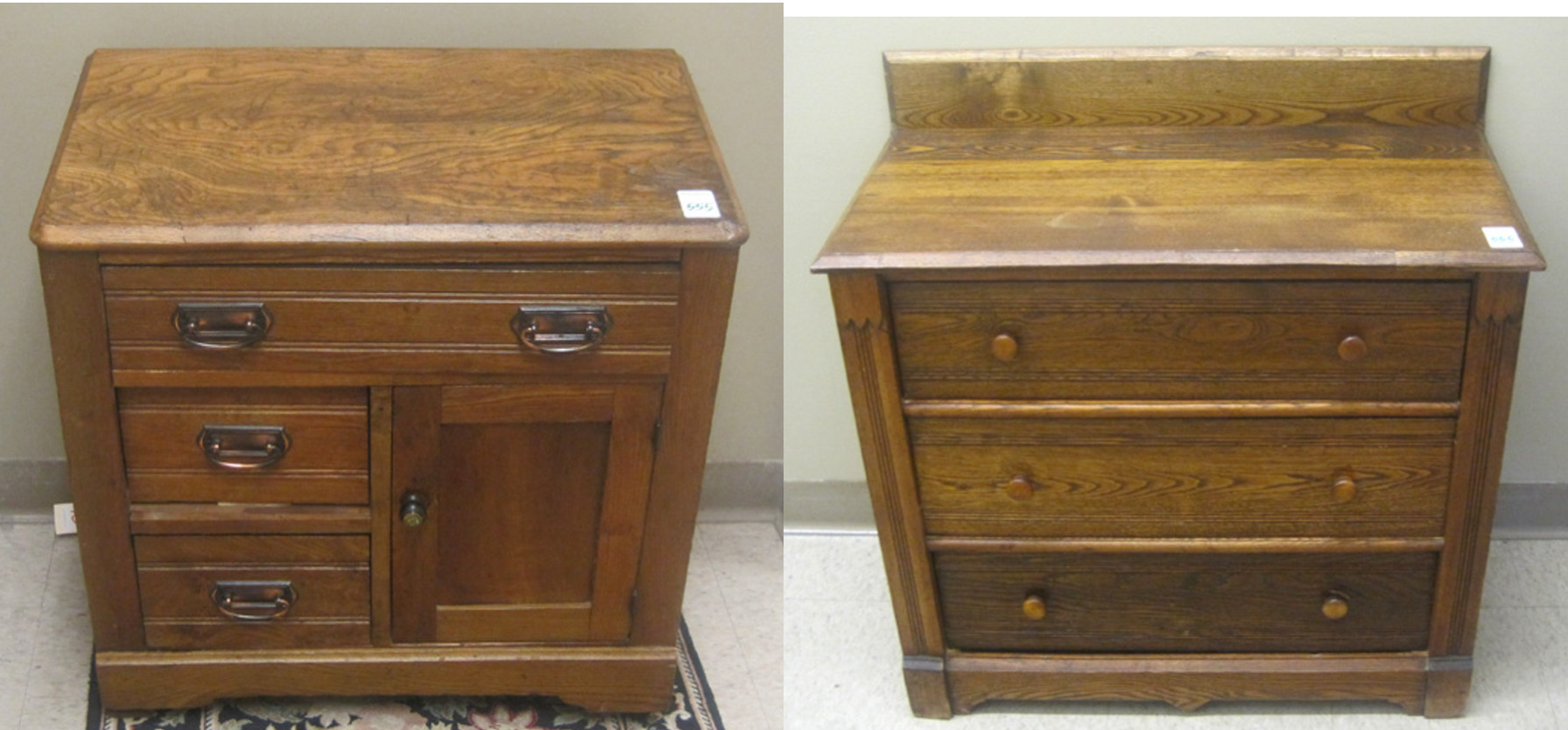 Appraisal: TWO VICTORIAN COMMODES American late th century a -drawer chest