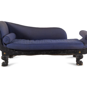 Appraisal: An Empire Style Gilt Metal Mounted Ebonized Chaise Longue Late