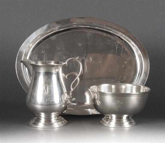 Appraisal: American sterling silver cream jug open sugar bowl and tray