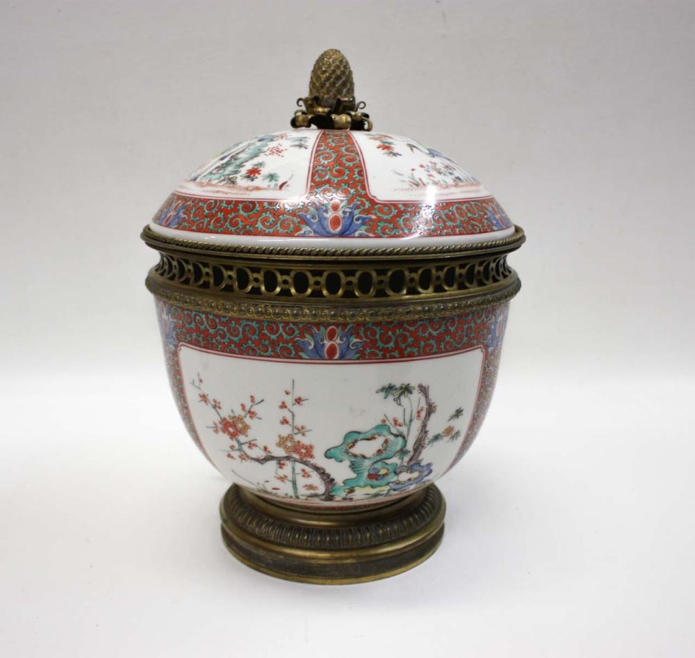 Appraisal: FRENCH PORCELAIN AND GILT BRONZE LIDDED BOWL attributed to Edme