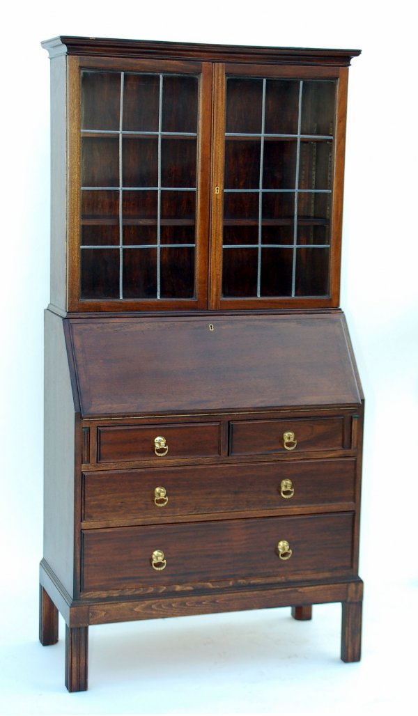 Appraisal: Secretary desk Two part Top with two doors with faux