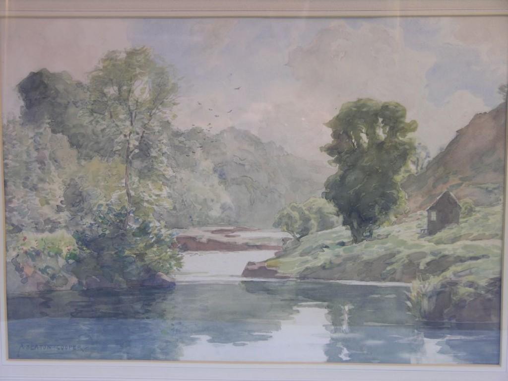 Appraisal: Alfred Heaton Cooper - - watercolour north-country riverscape signed x