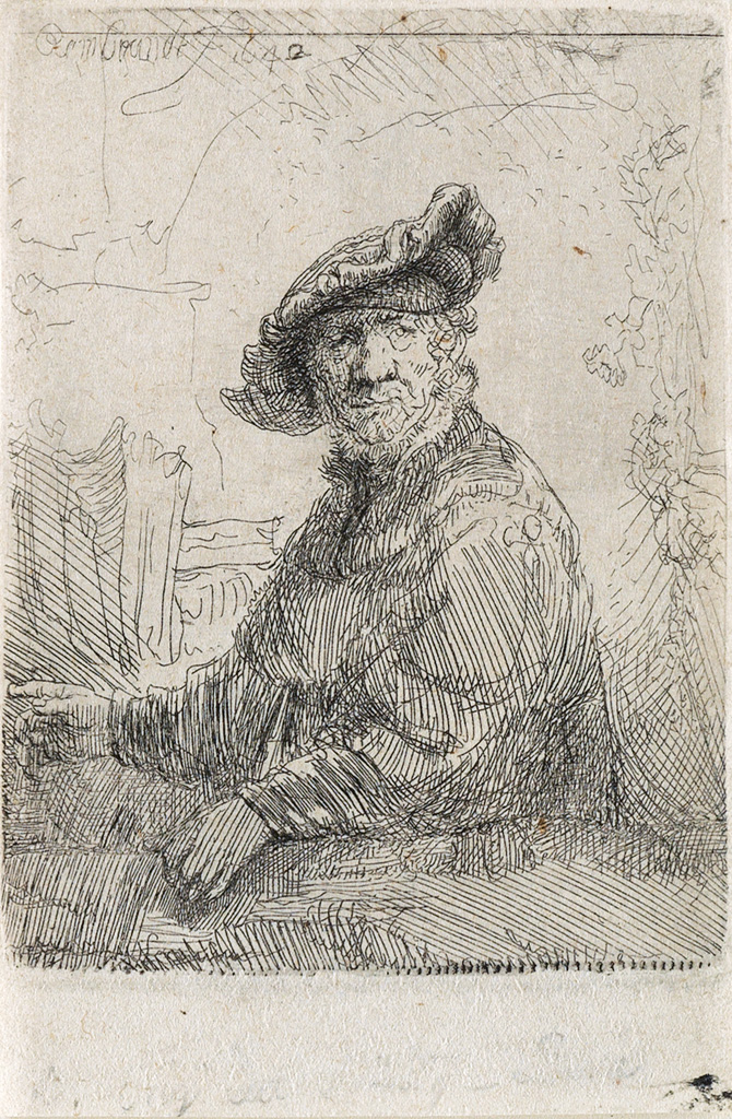 Appraisal: REMBRANDT VAN RIJN Man in an Arbor Etching x mm