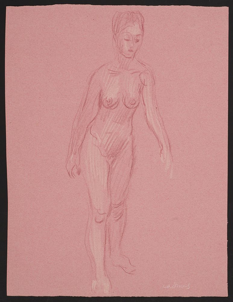 Appraisal: Paul Cadmus Female Nude David Goliath Crayon on Pink Paper