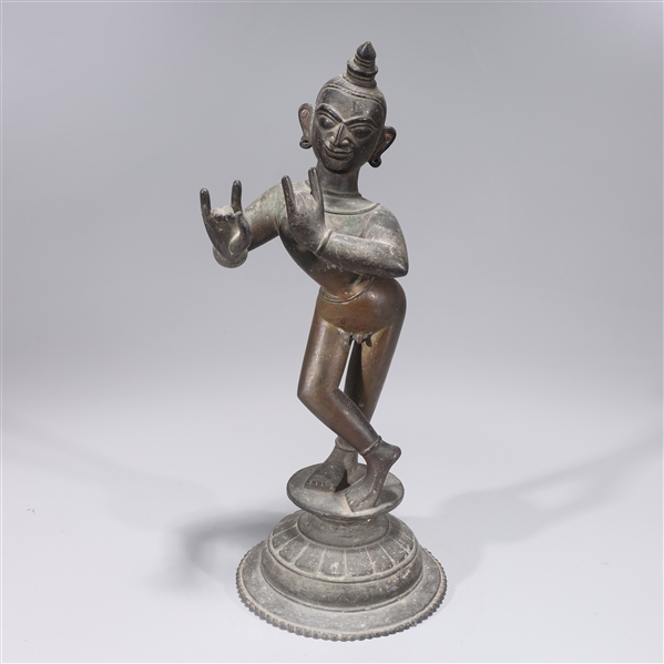 Appraisal: Antique Indian circa bronze standing figure of Krishna overall good