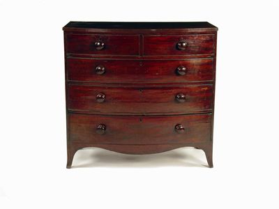 Appraisal: An early th century mahogany bowfront chest the reeded edge