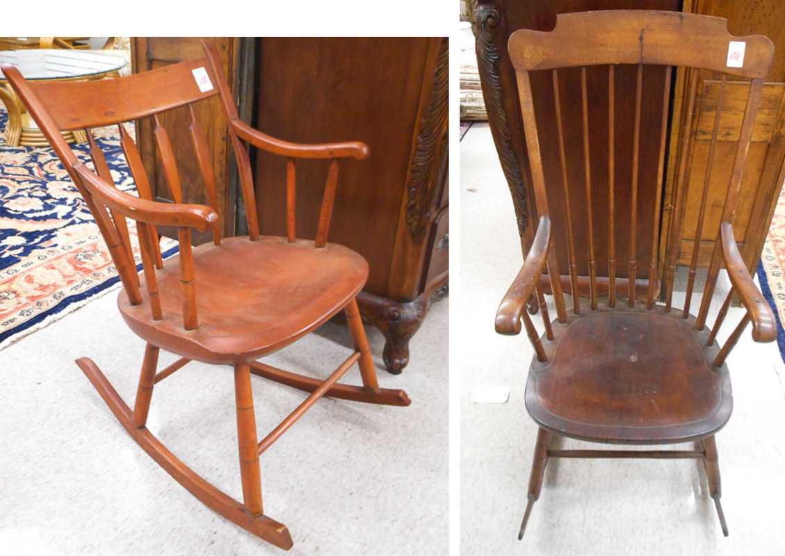 Appraisal: TWO AMERICAN NINETEENTH CENTURY ROCKING CHAIRS Boston and Windsor influence