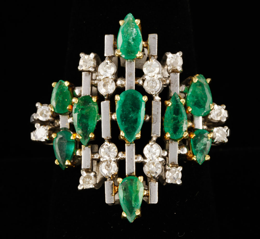 Appraisal: - K Gold Diamond and Emerald Ring K white gold