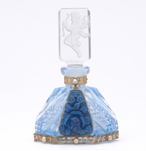 Appraisal: MORLEE Czech Perfume bottle in blue and clear crystal with