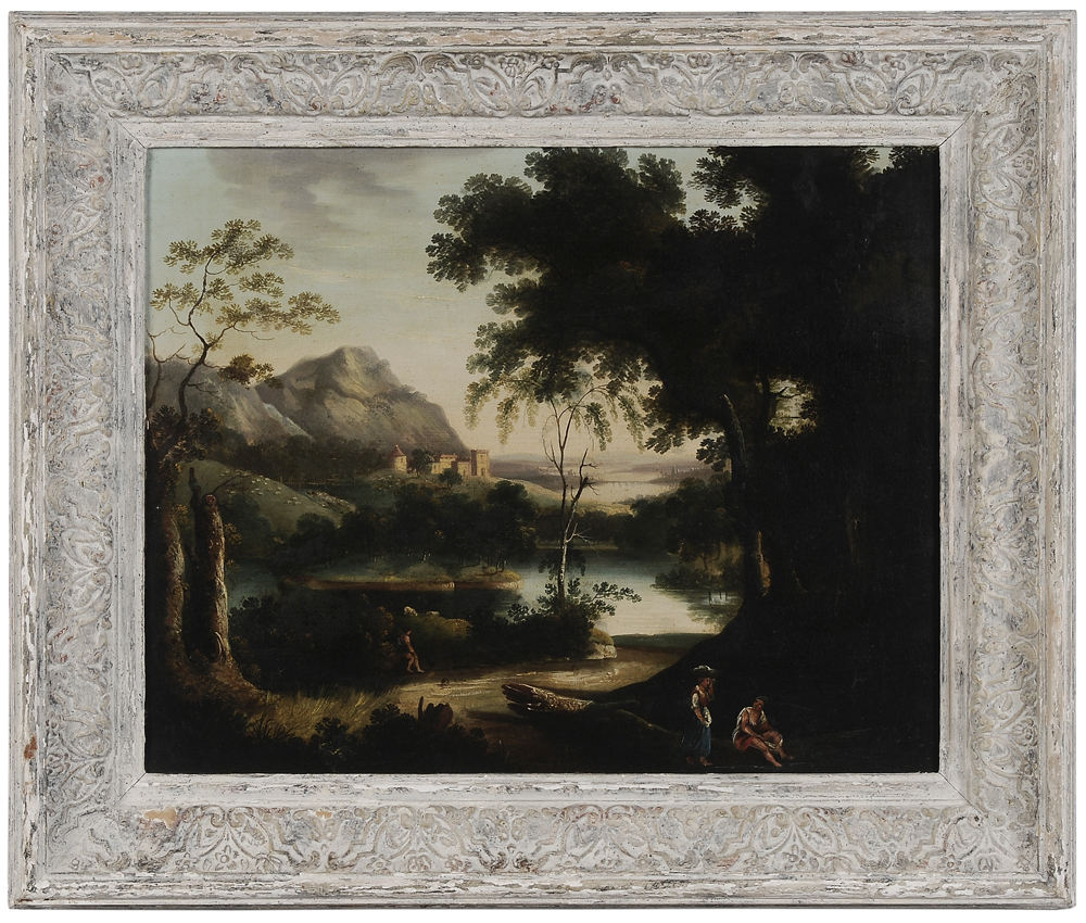 Appraisal: Italian School th century Italianate Landscape unsigned oil on canvas