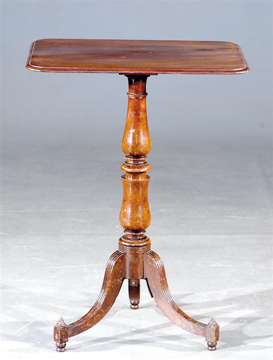 Appraisal: Regency style mahogany candlestand rectangular top with rounded corners on