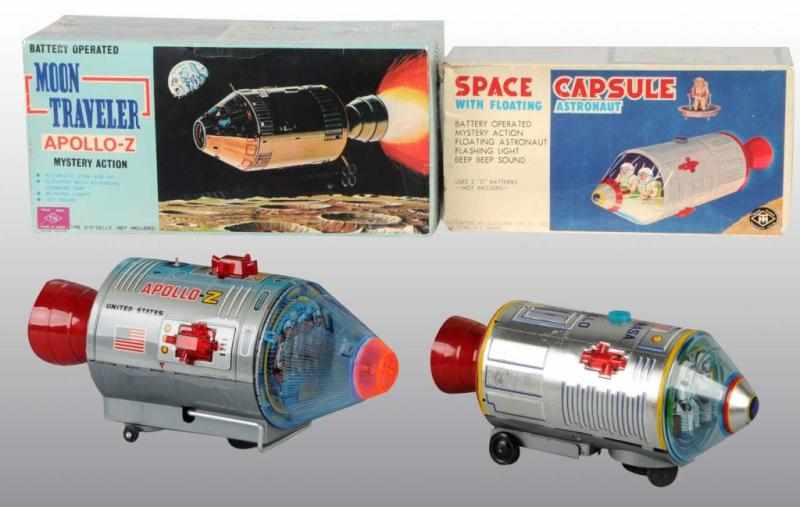 Appraisal: Lot of Space Capsule Battery-Operated Toy Description Japanese Working Tin