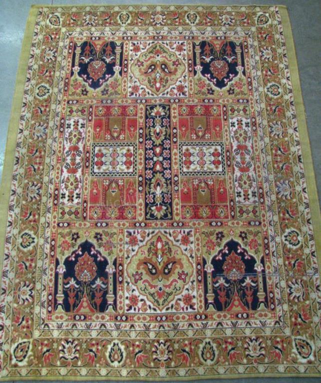 Appraisal: Handmade Oriental Room Size Rug traditional design tan field with