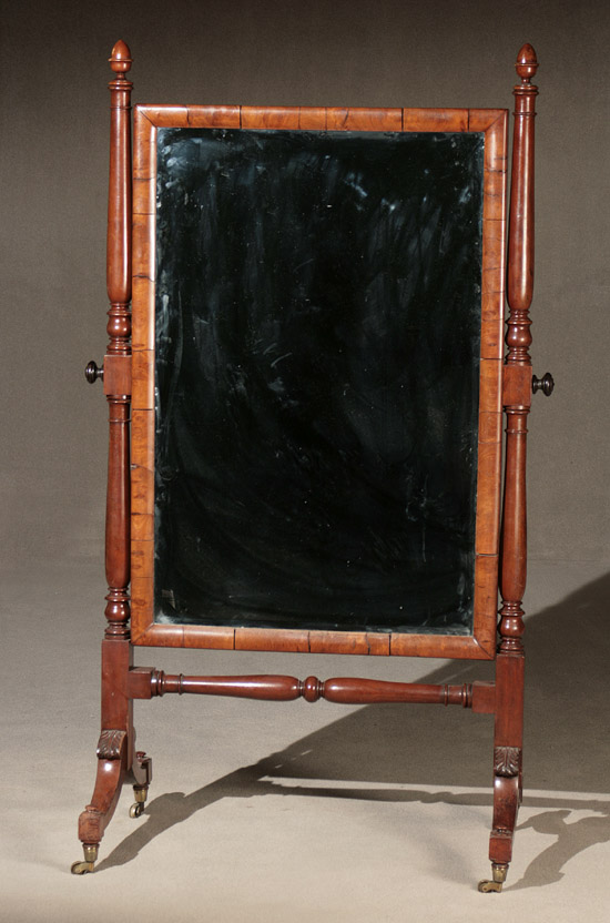 Appraisal: George IV Mahogany Cheval Mirror Circa Beveled-edge looking glass replaced