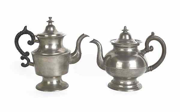 Appraisal: Two George Richardson pewter teapots th c h and h