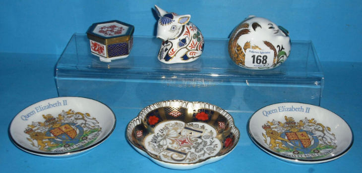 Appraisal: Royal Crown Derby Paperweights Harvest Mouse Piglet And Boxes and