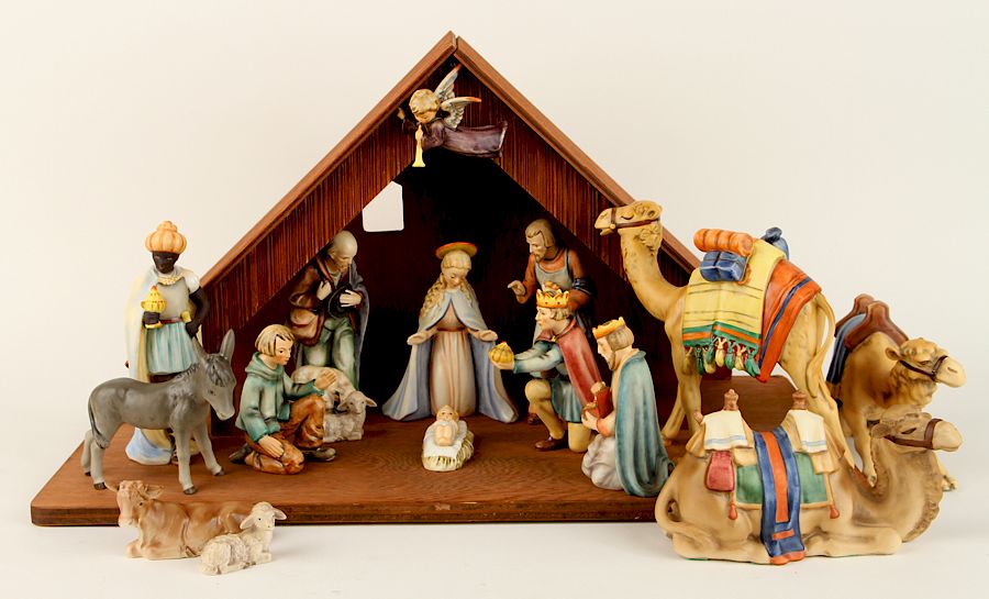 Appraisal: PC HUMMEL GOEBEL PORCELAIN NATIVITY SCENE A sixteen piece Hummel