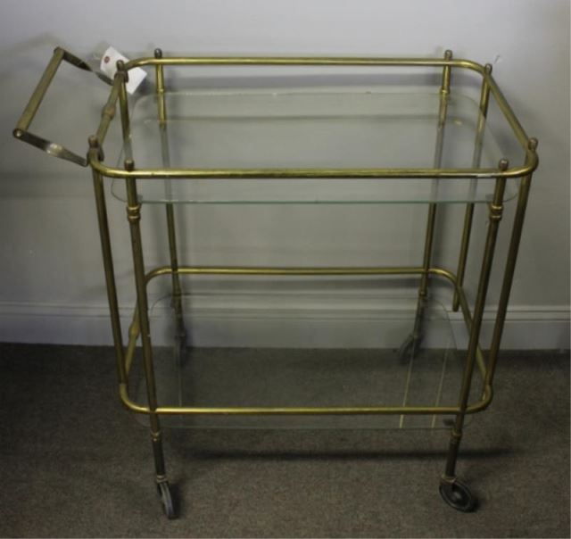 Appraisal: Brass and Glass Midcentury Tea Cart From a West th