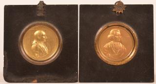 Appraisal: Pair of Stamped Brass Miniature Portraits Pair of Late th