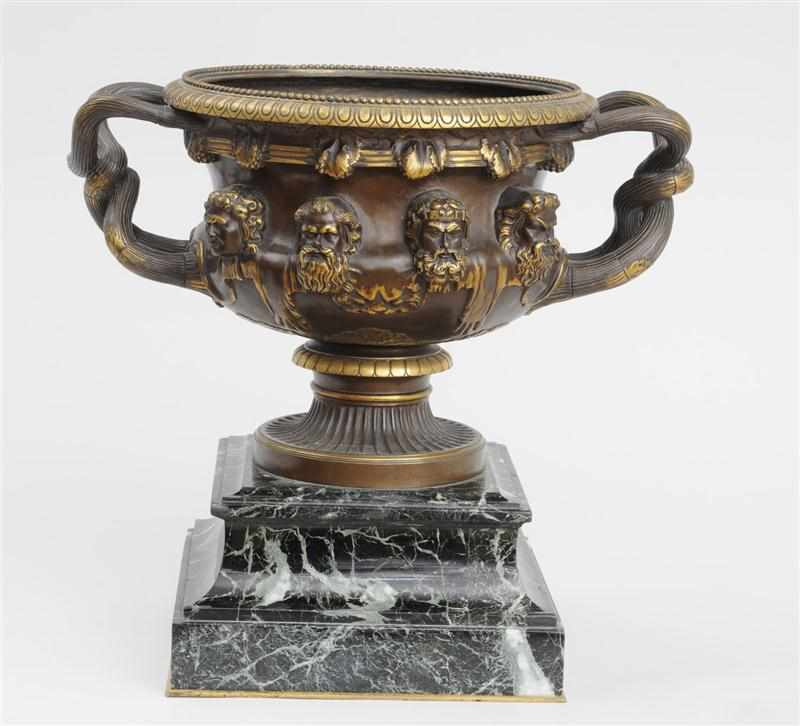 Appraisal: ITALIAN PATINATED BRONZE MODEL OF THE WARWICK VASE SIGNED F