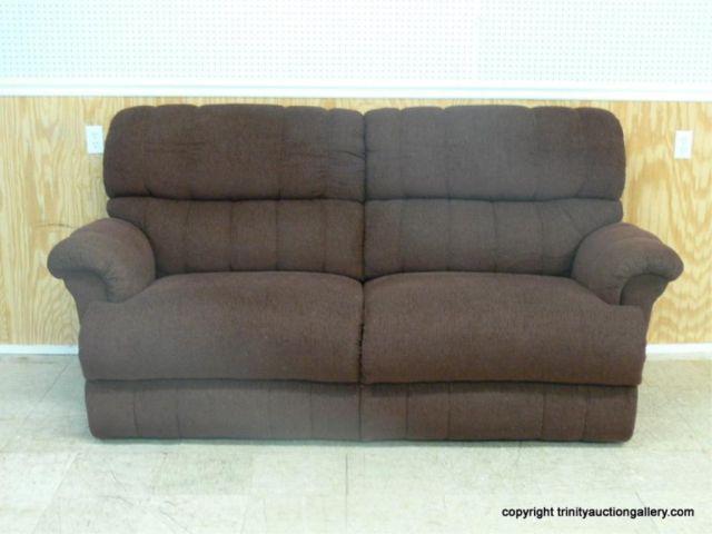 Appraisal: Wine Fabric Oversized Double Recliner Sofa - Steel frame by