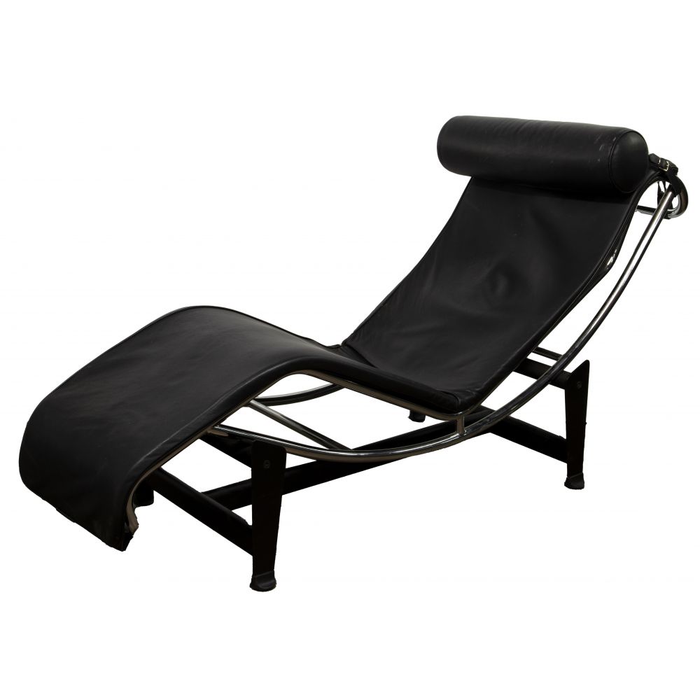 Appraisal: CASSINA STYLE LE CORBUSIER LC LOUNGE CHAIRAnatomically shaped black leather