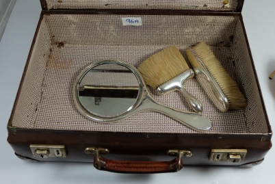 Appraisal: Hall marked Silver hand mirror matching silver brushes and old