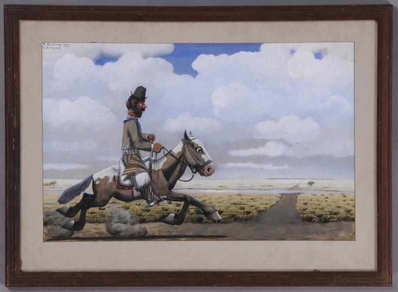 Appraisal: FLORENCIO MOLINA CAMPOS - RIDING COWBOY Watercolor on paper signed