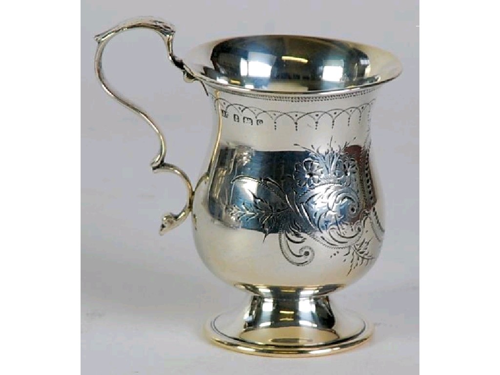 Appraisal: EDWARD VII SILVER CHRISTENING MUG of pedestal baluster form with