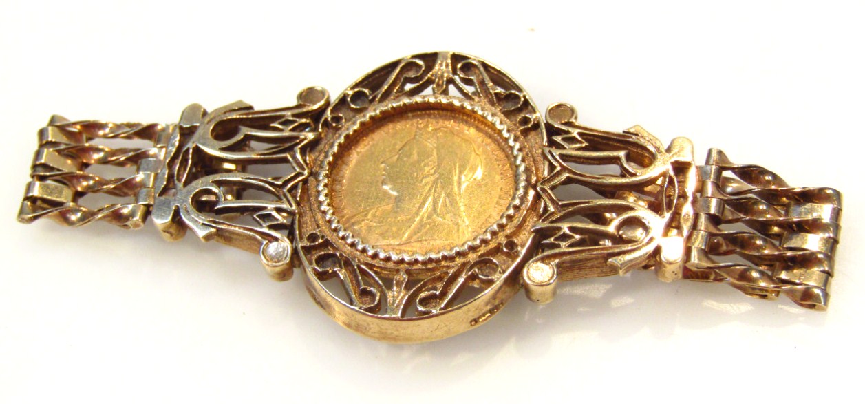 Appraisal: A Victorian gold half sovereign dated in a bracelet setting