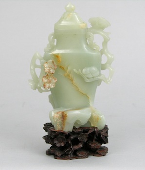 Appraisal: A Fine Mutton Fat Colored Jade Vase Chinese A fine