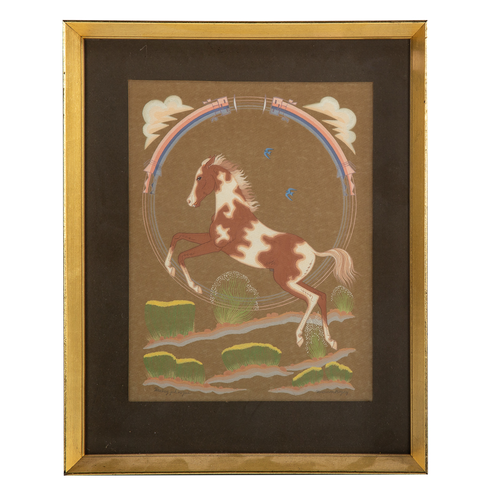 Appraisal: HARRISON BEGAY AMERICAN PAINT HORSE GOUACHE American - Gouache on