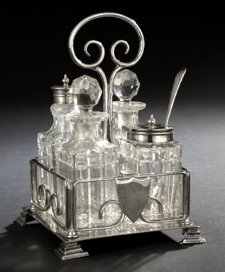 Appraisal: Edwardian Silverplate Cruet Frame first quarter th century by Deykin