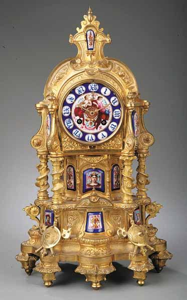 Appraisal: A French Gilt Bronze and Porcelain Mantel Clock th c