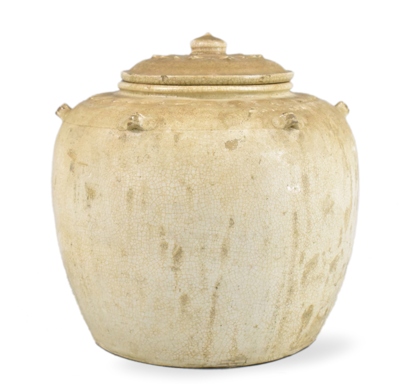 Appraisal: A Chinese white glazed lotus covered jar dating from the