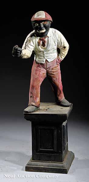 Appraisal: An American Cast Iron Jockey Figure late th c striding