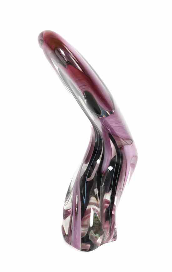 Appraisal: A Glass Sculpture John Lotton having internal layers of pink