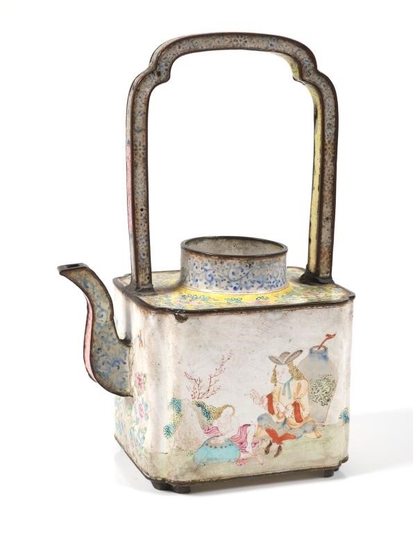 Appraisal: Chinese Canton enamel small tea kettle Qianlong period Ch ien-lung