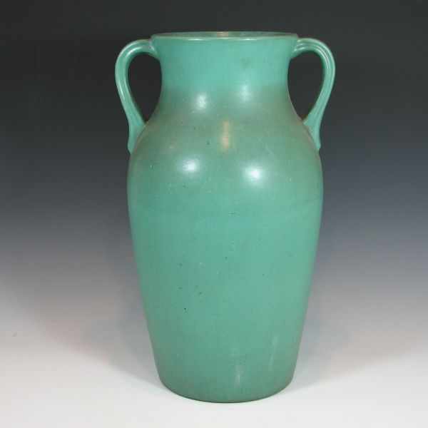 Appraisal: Very large matte green handled floor vase Unmarked Excellent condition