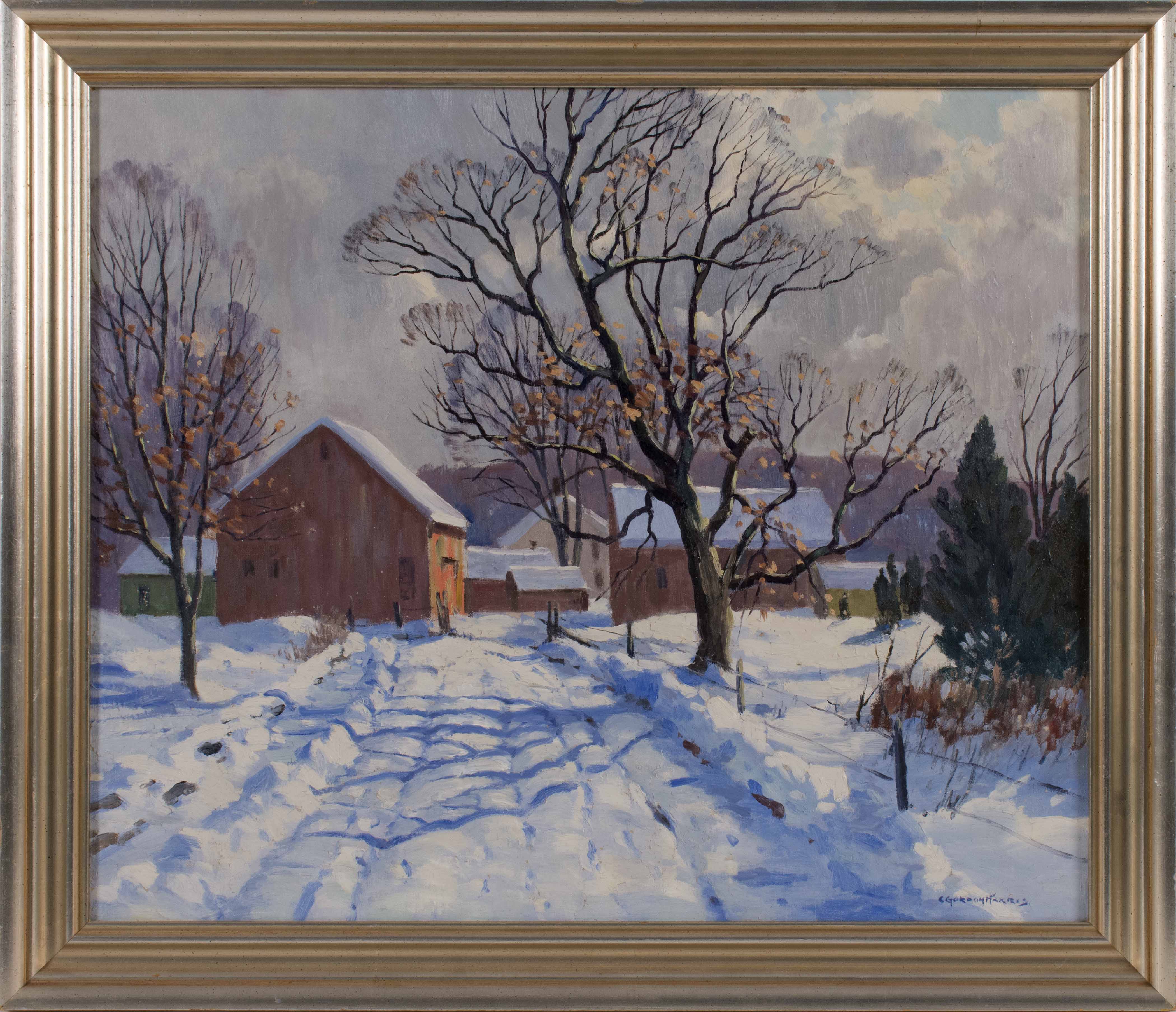 Appraisal: CHARLES GORDON HARRISRhode Island - Snowy winter street Signed lower